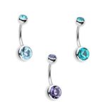 Piercing ombelico due cristalli 12mm mini