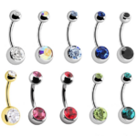 Piercing ombelico due cristalli 10mm