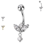 piercing ombelico cristalli con pendente