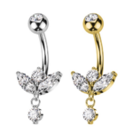 piercing ombelico cristalli con pendente - immagine 2