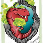 T-rex con boccetta di profumo
