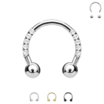septum paletto1.2mm-palline 3mm colore nero con brillantini - immagine 2