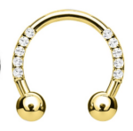 septum paletto1.2mm-palline 3mm colore oro con brillantini
