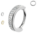 Anello argento ombelico a cerchio con brillanti