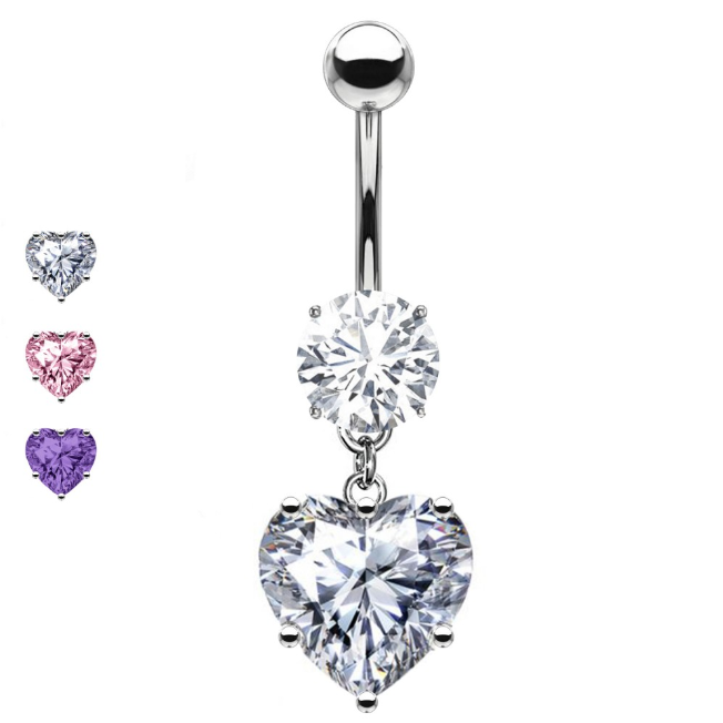 Screenshot 2024-07-04 alle 11.47.42 piercing ombelico cristallo con pendente cuore - immagine 1