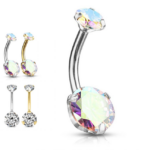 Piercing ombelico doppio gioiello incastonato