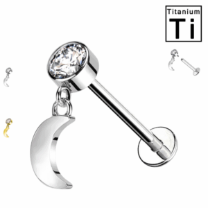 luna in titanio pendente con cristallo