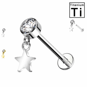 stella in titanio pendente con cristallo