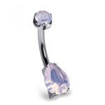 piercing ombelico con quarzo rosa