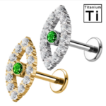 occhio con pietra verde in titanio - immagine 2